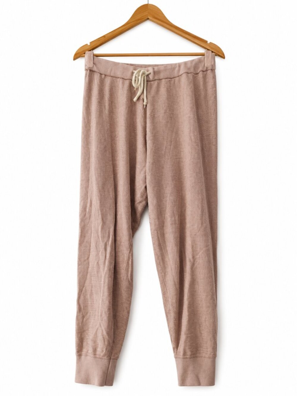 Varley Alice Cotton Knit Sweatpants Praline Ivory Cozy Lounge Size L